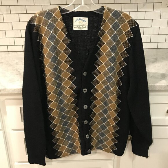 Vintage Ardleigh Cardigan Sweater Womens Large Argyle Orlon Classic Preppy - Picture 1 of 8